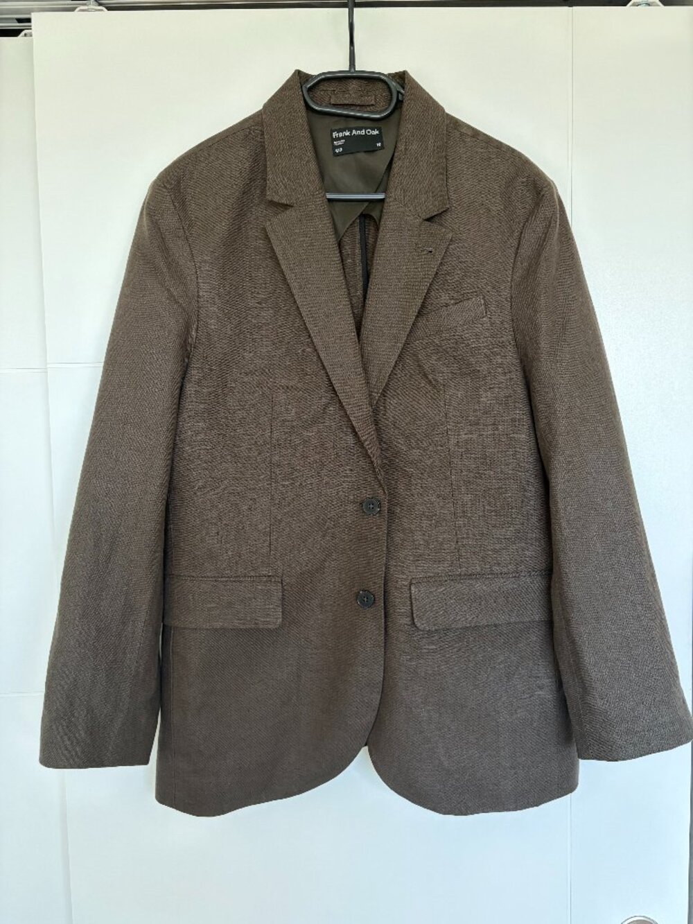 Frank & Oak Linen Blazer in Black Olive
